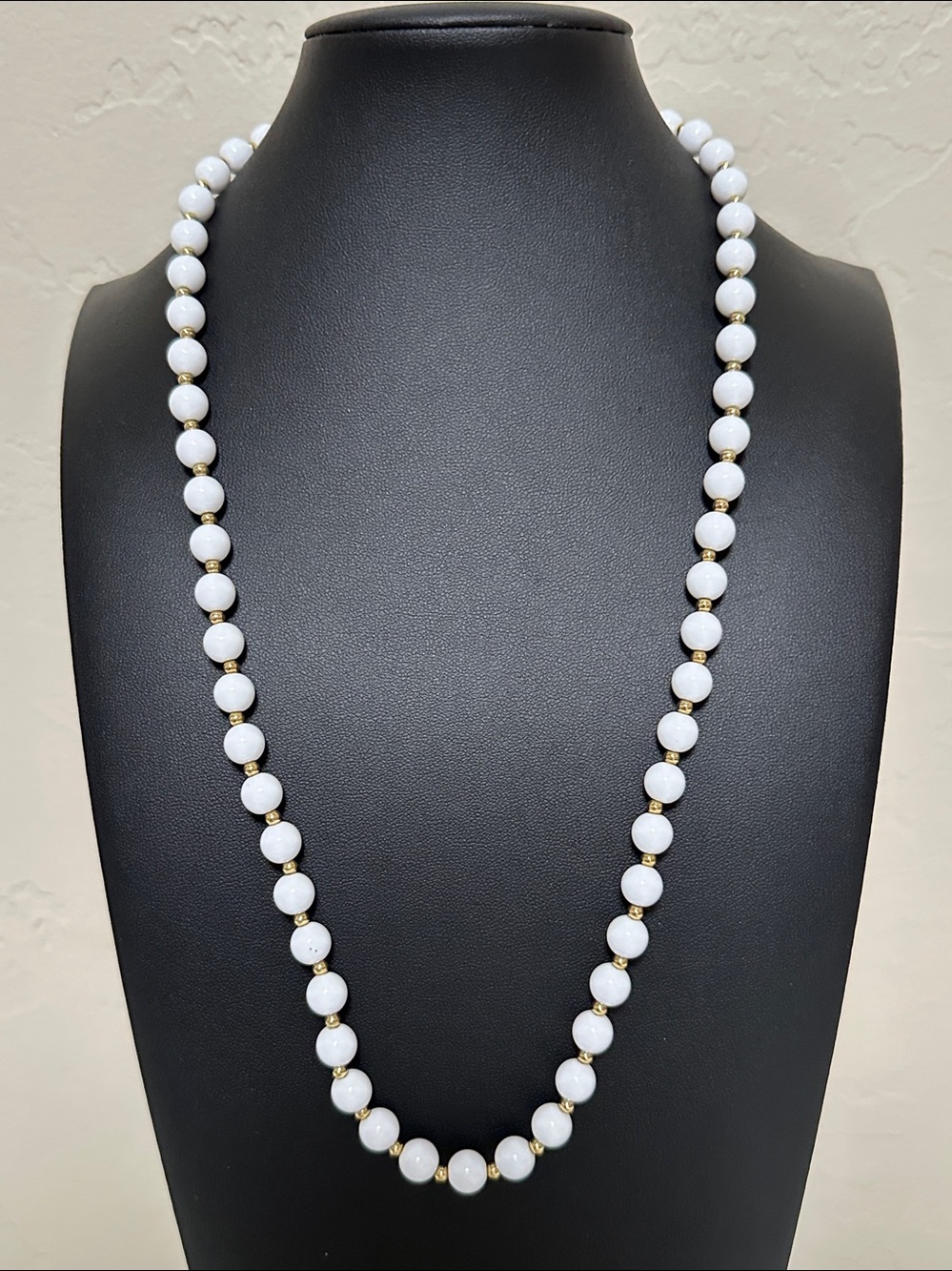 Monet Vintage White & Gold Beaded Necklace
